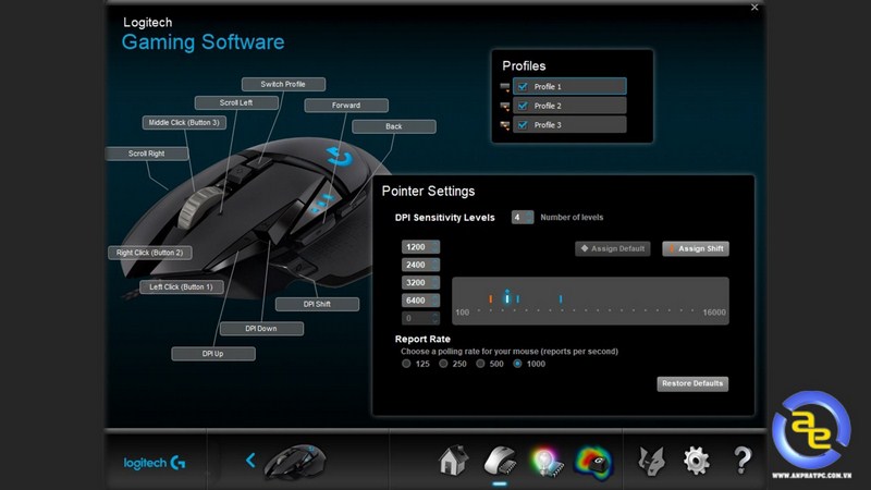 phần mềm Logitech G502 HERO