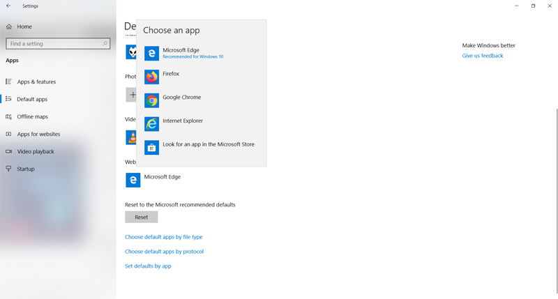 Làm thế nào để thay thế Microsoft Edge như là trình duyệt mặc định trên Windows 10 ?