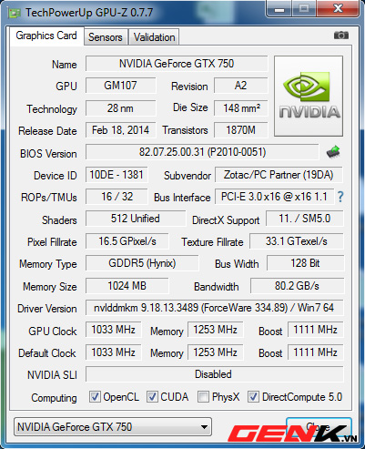 Đánh giá card đồ họa Zotac GTX 750: Hiệu năng ổn, tiết kiệm điện 15